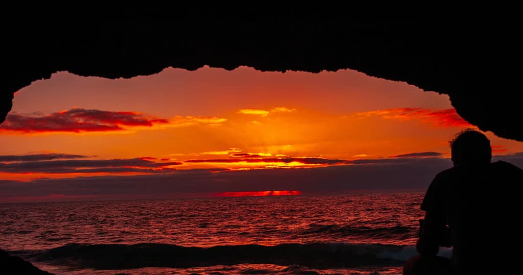 Man watching a beautiful sunset