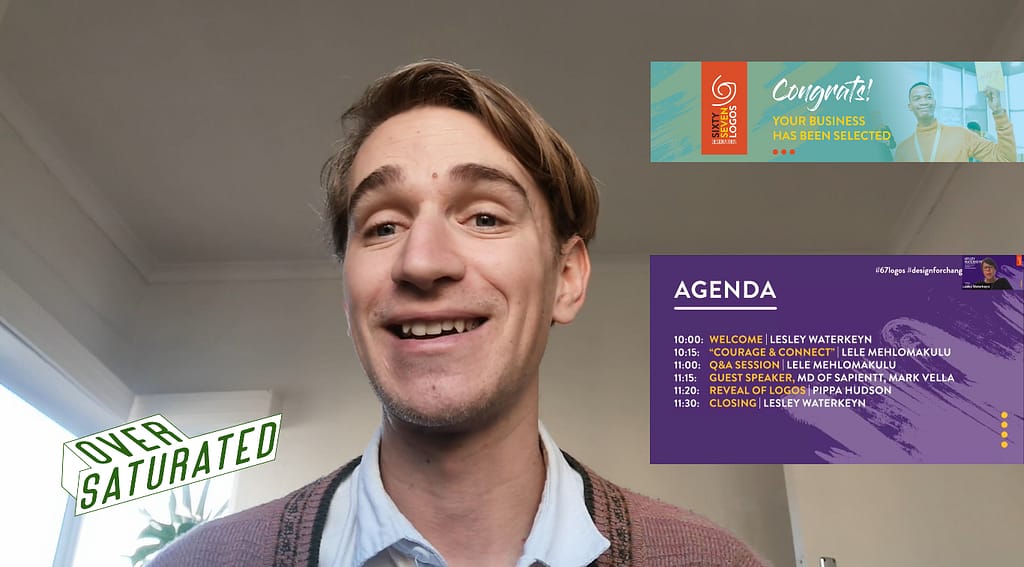 67 Logos youtube thumbnail - Tyrone talking with the logo and event schedule next to him