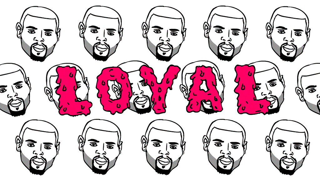 Animated heads dancing with the word Loyal in front of them