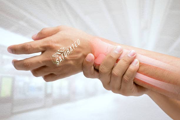 broken wrist with over saturated logo